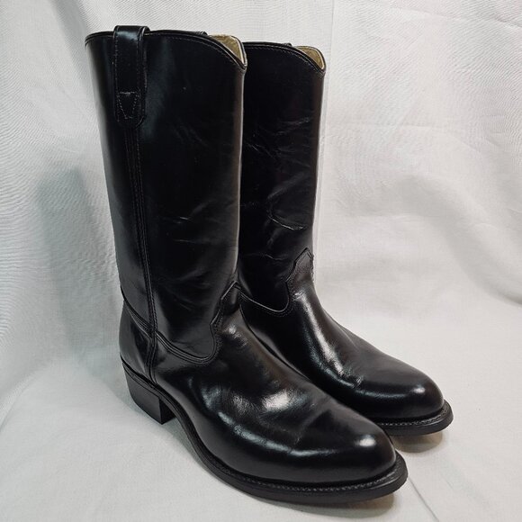 Double H Black Leather Roper Boots Western Cowboy 1620 Men's Size 11.5D - Picture 1 of 11